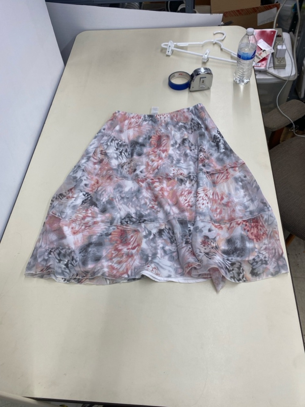 Alfred Dunner butterfly watercolor print Skirt in pink and Gray